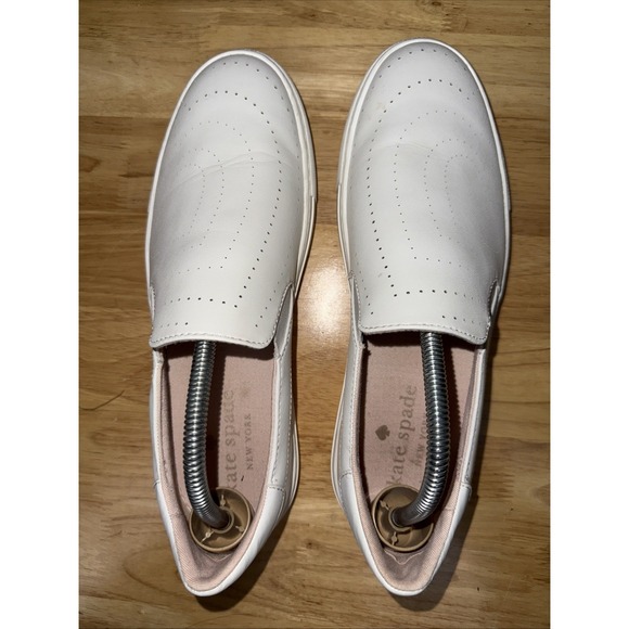Kate Spade New York Azores White Leather Loafers Slip On Flats Womens 10B GUC - Picture 6 of 11